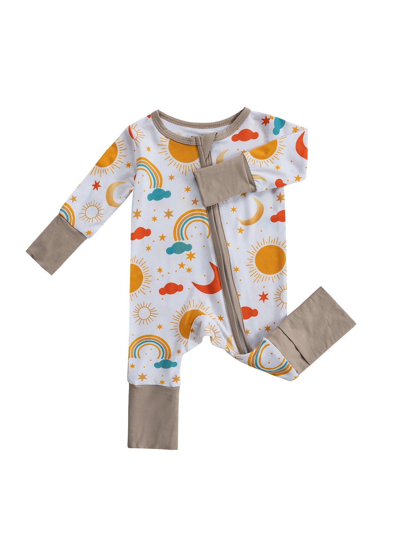 Infant Bamboo Fiber Fabric Onesie Soft and Gentle on Baby's Skin Zipper Design Suitable for All Seasons 0-24 Months