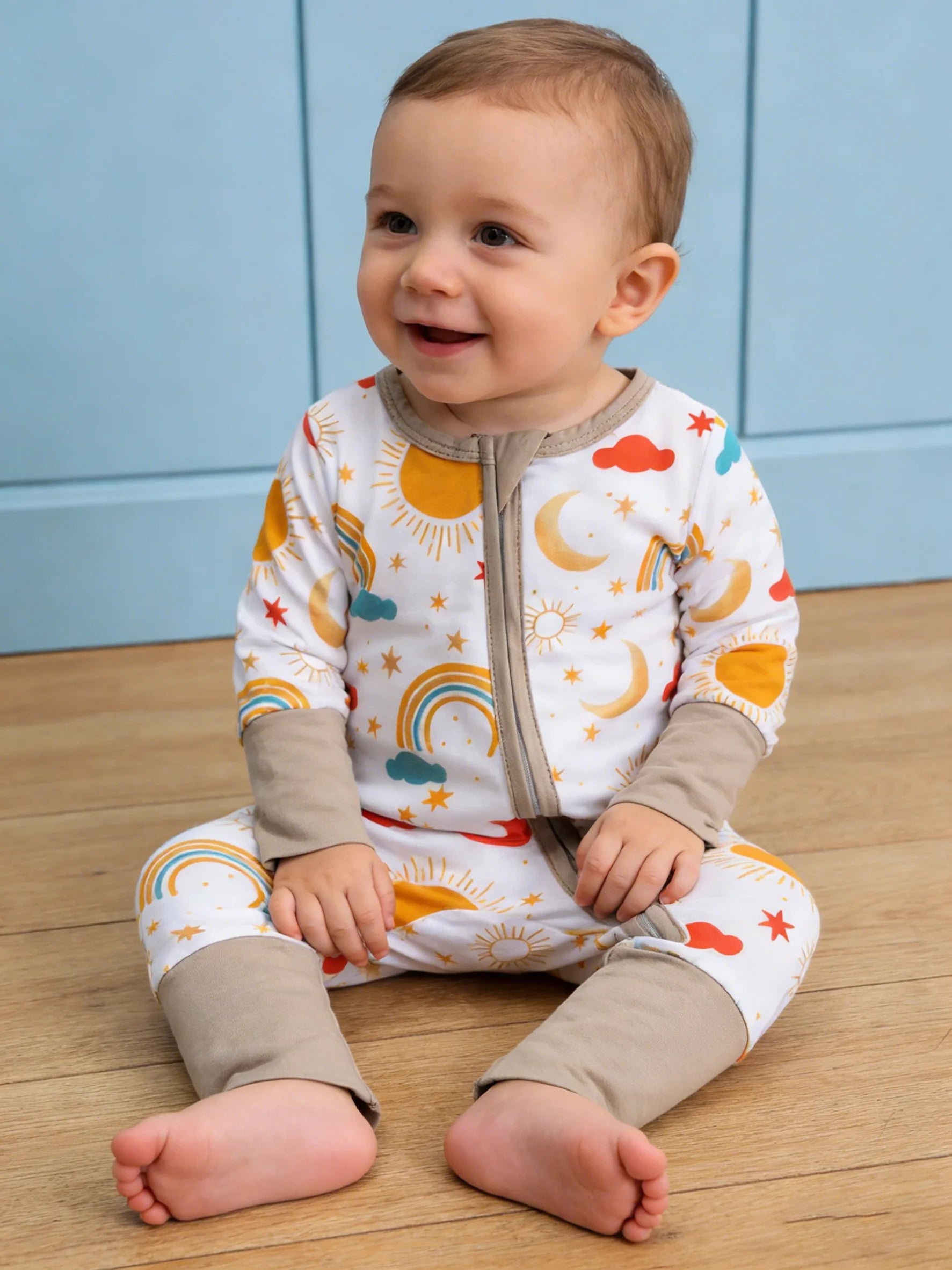 Infant Bamboo Fiber Fabric Onesie Soft and Gentle on Baby's Skin Zipper Design Suitable for All Seasons 0-24 Months